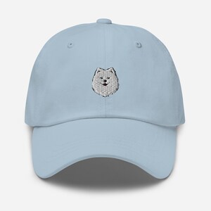 Japanese Spitz Embroidered Hat Canine Elegance for Dog Lovers Comfort and Style Perfect Gift for Spitz Admirers Light Blue