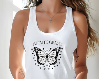 Butterfly Grace Tank Top, Cute Womens Shirt, Summer shirts, Butterfly Gifts, Butterfly Shirt, Summer Clothing, Summer Wear, Casual Top