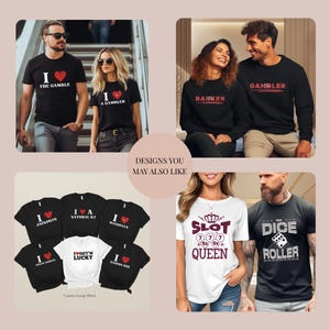 Casino Couple Unisex Shirt Set Gambler Banker Couple Gift Cute Couple Shirts Casino Lover Gifts Gambling Shirt Gambling Gifts image 14