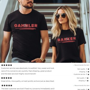 Casino Couple Unisex Shirt Set Gambler Banker Couple Gift Cute Couple Shirts Casino Lover Gifts Gambling Shirt Gambling Gifts image 2