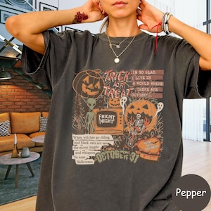 Comfort Colors Retro Halloween T-Shirt: Spooky Ghost Collage