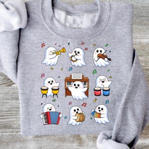 Comfort Colors Halloween Ghost Band T-Shirt: Kawaii Musician Tee