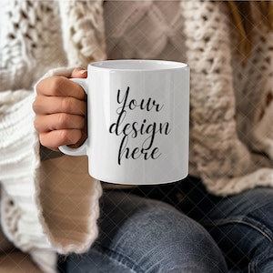 Mug Canva Mockup, Ceramic White Mug Mockup, Coffee Mug Mock up, Boho Blank Mug Mockups, White Cup Mock up 11 oz With Blank Smart Object, PSD