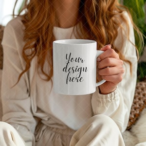 Mug Canva Mockup, Ceramic White Mug Mockup, Coffee Mug Mock up, Boho Blank Mug Mockups, White Cup Mock up 11 oz With Blank Smart Object, PSD