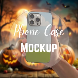 Canva iPhone Phone Case Mockup, Phone Product Mock-up, Lifestyle Phone Case Mock Up, iPhone Case Design Mockup, Halloween Fall Mockup, PNG