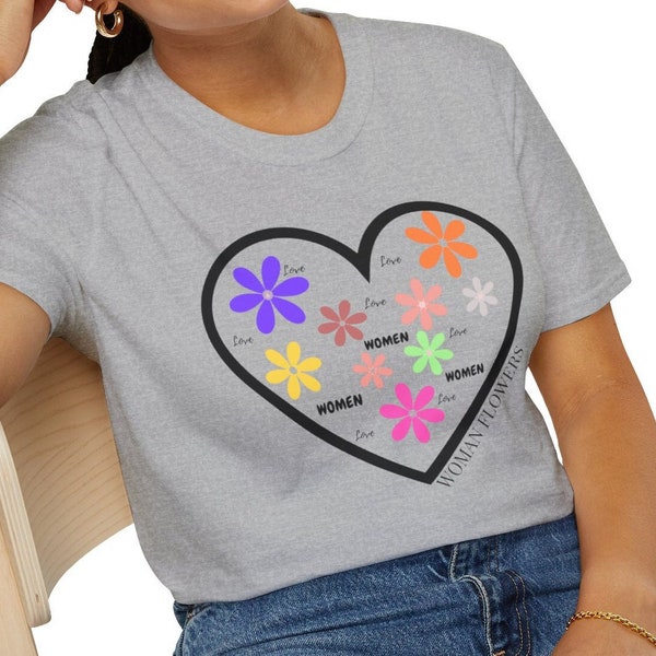 Camiseta unisex Softstyle, camisa de flores vintage,camiseta floral, regalo para mujer, camisa de flores, camisas de dama, regalo con flores