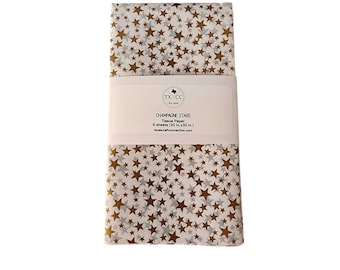 Papel de seda con estrellas doradas - Papel de regalo, manualidades (6 hojas)