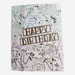 Cartão de Feliz Aniversário - Técnica Mista Desenhado à Mão