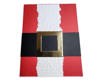 Tarjeta navideña hecha a mano con traje de Papá Noel