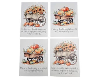 Juego de tarjetas con notas de Acción de Gracias en caja: Cosecha de calabazas: Grateful