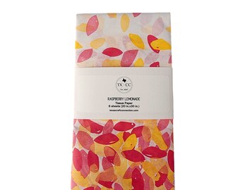 Papel de seda de limonada de frambuesa / Papel de regalo de acuarela rosa y amarillo