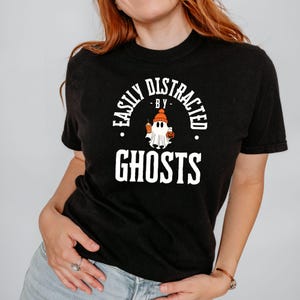 Comfort Colors Halloween Shirt, Halloween Theme, Halloween Tshirt, Women&#39;s Clothing, Graphic Tees, Easily Distracted By Ghosts T-shirt