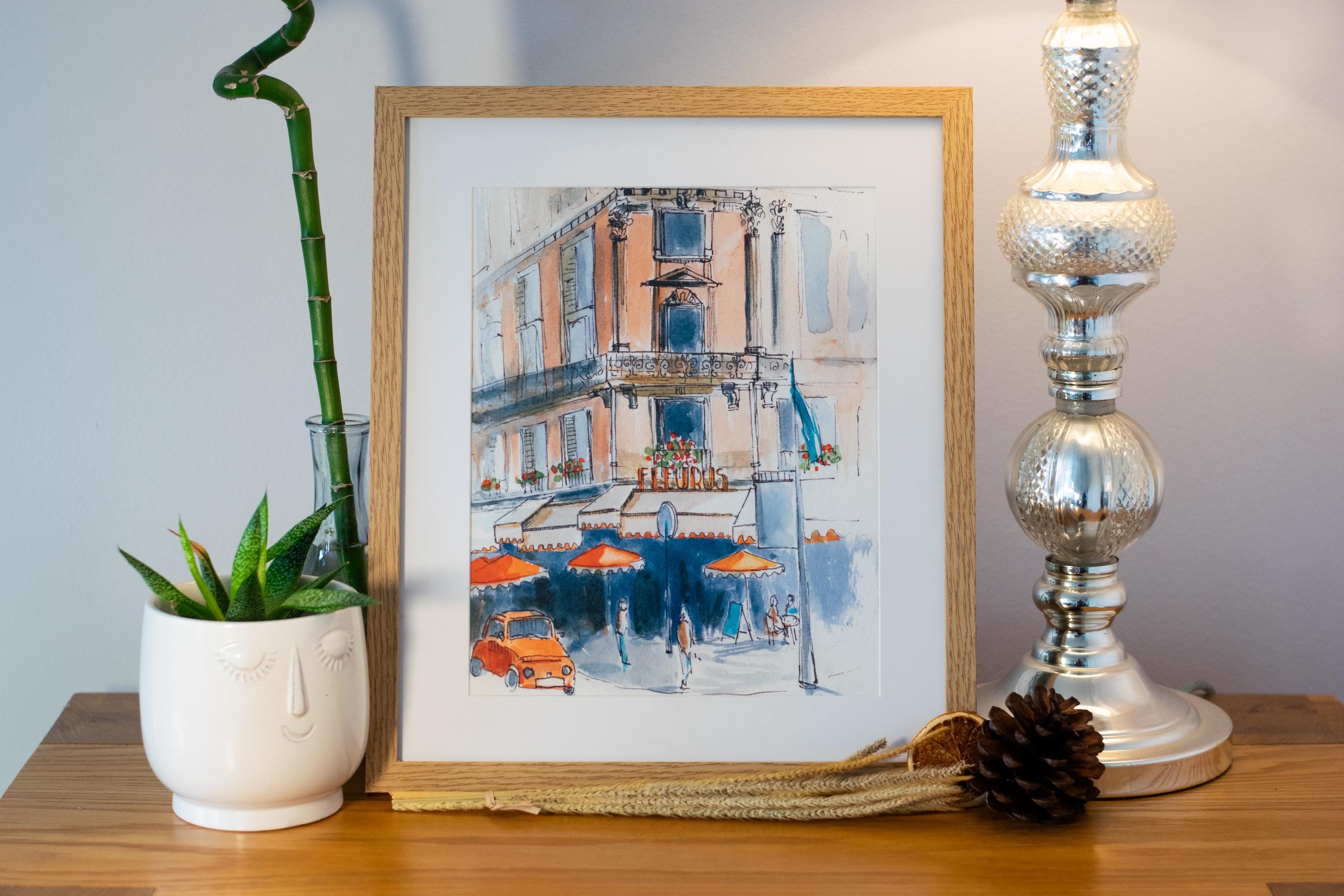 Scène de rue parisienne | Impression d'art aquarelle