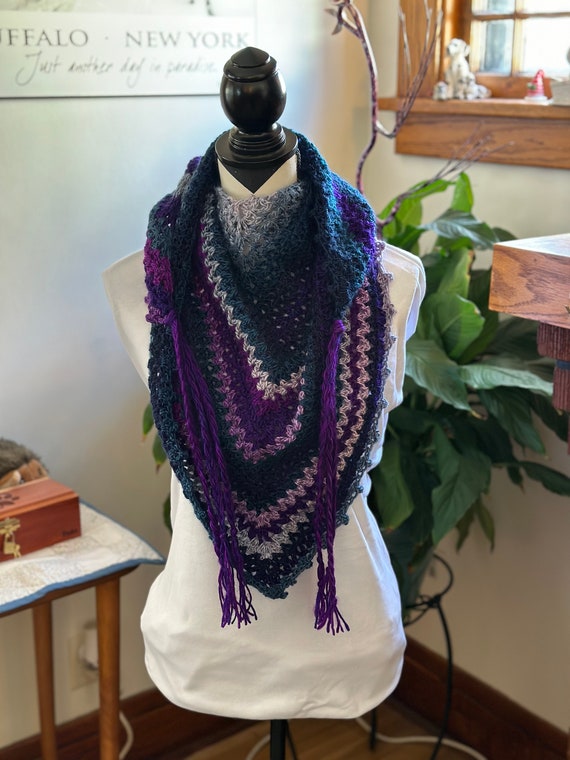 Handmade Crochet Scarf with Fringe