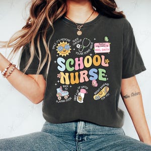 Comfort Colors School Nurse Shirt: Minimalist Graphic Tee