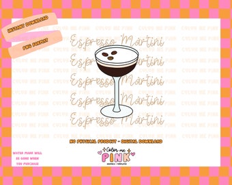 Espresso Martini PNG - Digital Download, Sublimation Design, Commercial Use, High Quality, Designs for Shirts, Martini, Drinks