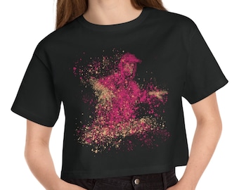 Pretty Lights Cropped T-Shirt With Pixelated Derek Vincent Smith PL Merch Pretty Lights Shirt Black and Pink Design 100% Cotton