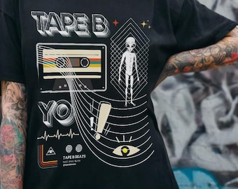 TAPE B Unisex T-shirt, Rave Tee, EDM Festival Outfit, Tape B Inspired Merch, Black Cotton Heavy Shirt, Graphic Tee, Festival Clothing