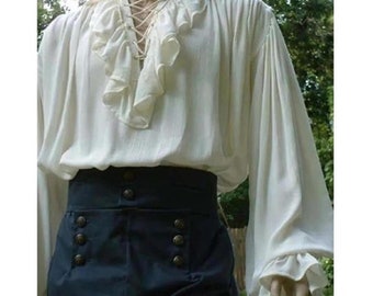 Steampunk Pirate Shirt Y2K Renaissance Oversized Cosplay. A Symphony of Historical Charm in Long Sleeve Medieval Victorian Ruffle Shirt