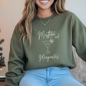 Mistletoe & Margarita Christmas Cocktail Sweatshirt, Christmas Drink Sweatshirt, Holiday Drink Sweatshirt, Cocktail Club, Christmas Party