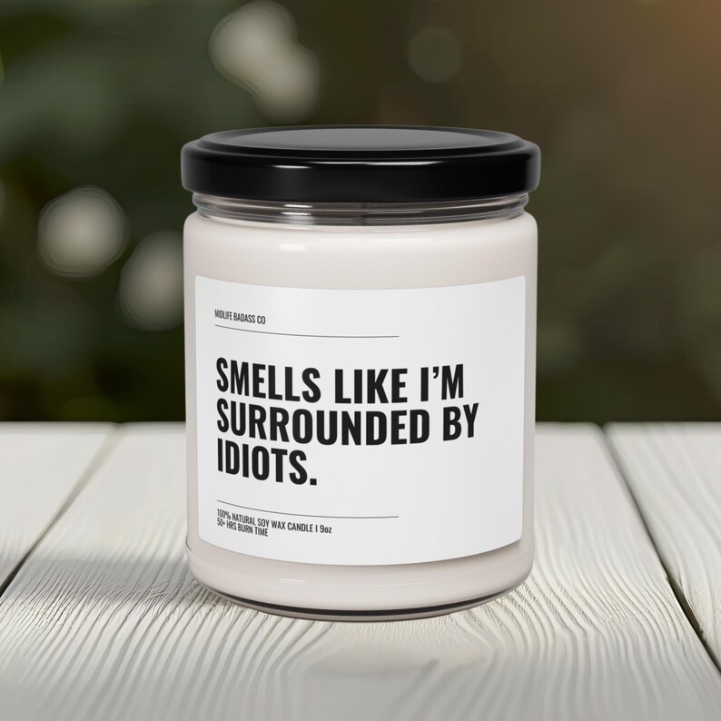 Surrounded By Idiots Candle, Sarcastic Candle, Snarky Office Gift, Funny Work Candle, Corporate Humour, Coworker Gift, Desk Decor image 6