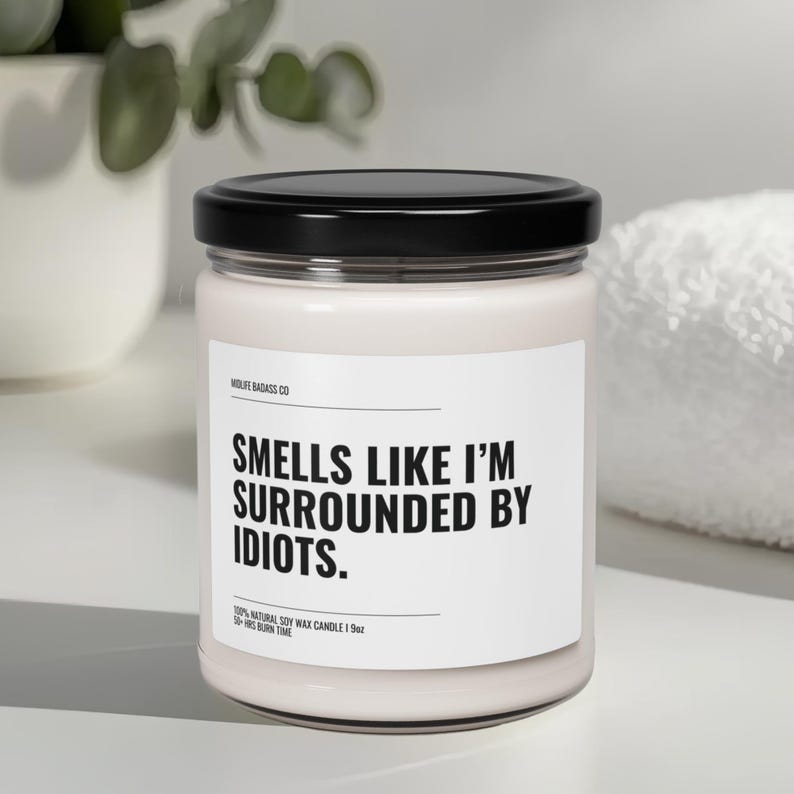 Surrounded By Idiots Candle, Sarcastic Candle, Snarky Office Gift, Funny Work Candle, Corporate Humour, Coworker Gift, Desk Decor image 7