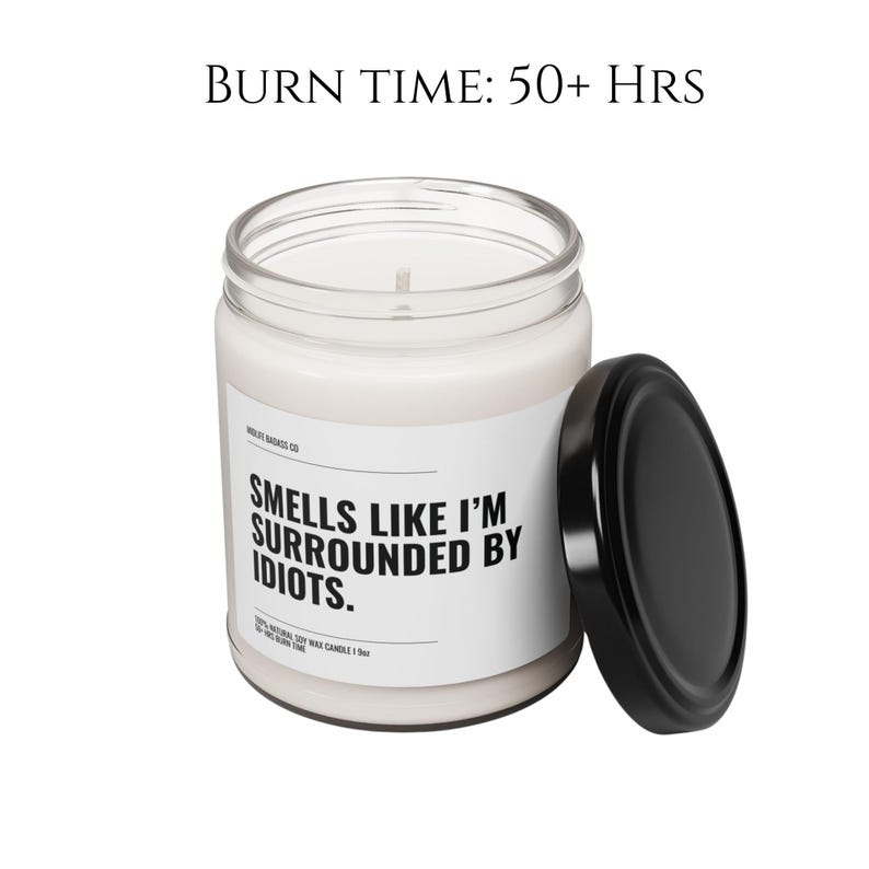 Surrounded By Idiots Candle, Sarcastic Candle, Snarky Office Gift, Funny Work Candle, Corporate Humour, Coworker Gift, Desk Decor image 5