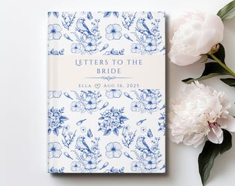 Letters to Bride Notebook, Notebook for Bride, Blue Toile de Jouy Bridal Shower Gift, Bride Journal,  Bride Scrapbook, Memory Book for Bride
