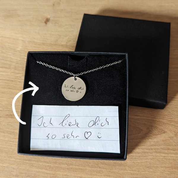 Handschrift Kette Personalisiert, Liebesbeweis, Geschenk für Freundin, Muttertag, Geburtstagsgeschenk, Denkmal, Erinnerung, Jahrestag