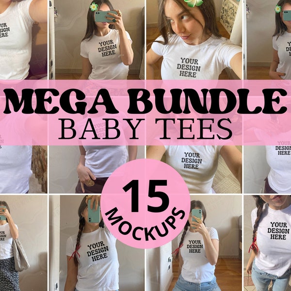 Mega Bundle Mockup Baby Tee White Mockup Aesthetic Shirt 90s Mockup CropTop Mockup Baby Girl Model Mockup Bundle Bella Canvas Coquette