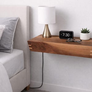 Walnut Hidden Compartment Floating Shelf: RF ID/ Bluetooth Locking Storage, Secret Storage Nightstand