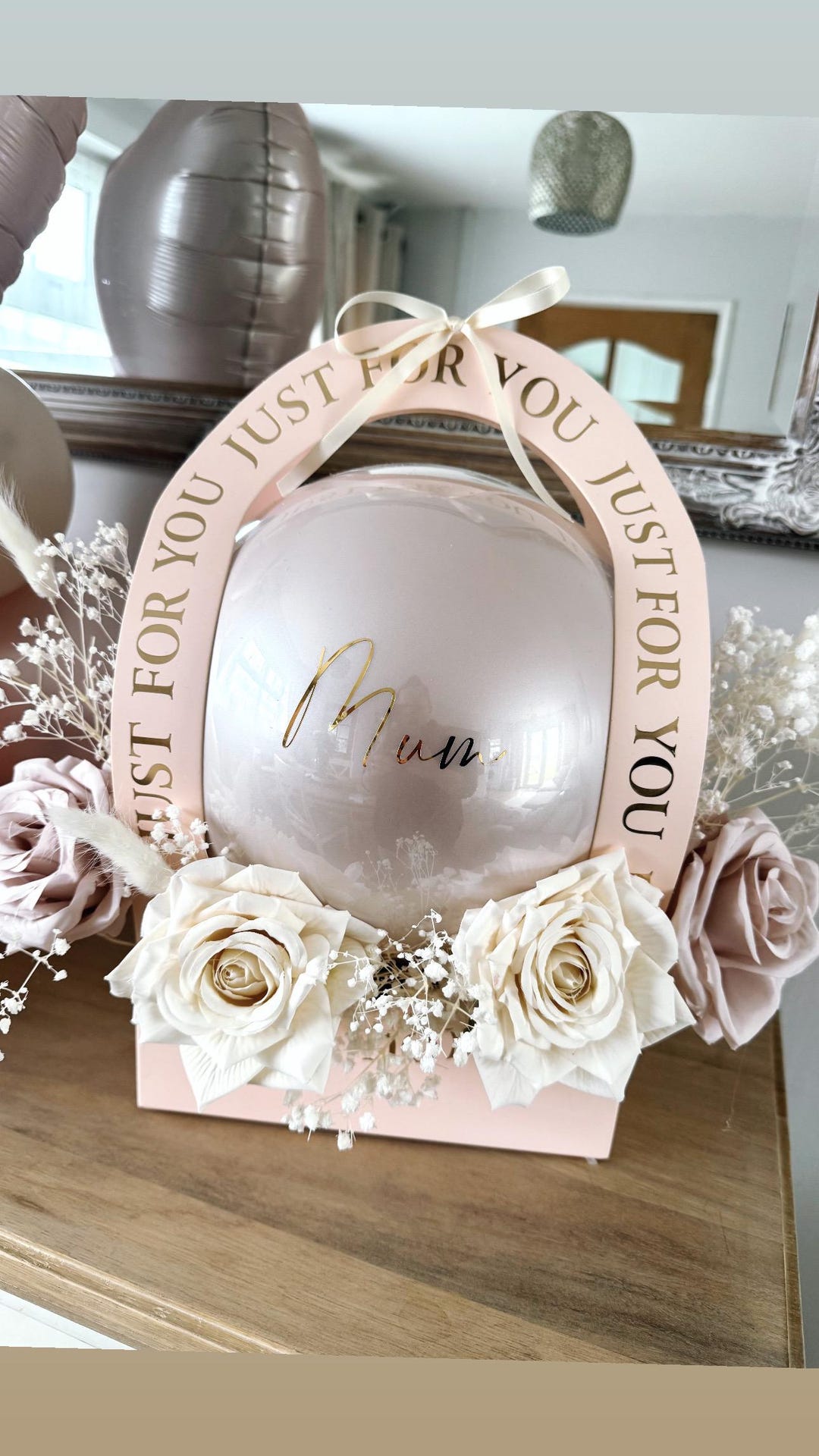 Mother's Day Balloon Gift Bag With Silk Flowers - Etsy UK
