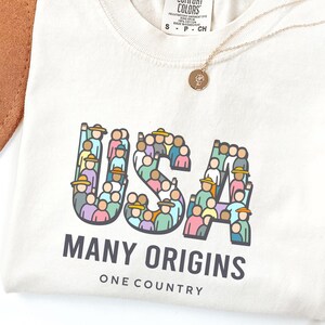 Kindness Outfit Many Origins One Country Shirt Soft Stitch Era, USA Diversity Tee, Comfort Colors 1717, Multicultural Heritage Gift, Unity
