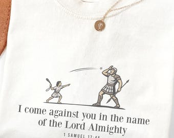 David and Goliath Christian Shirt Christianity Gifts Matching Family Outfits Kindness Outfit Soft Stitch Era Comfort Colors 1717 Top Art