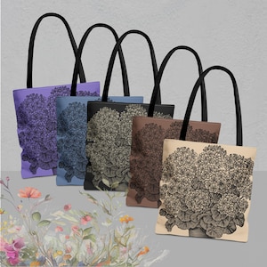 Vintage Linocut Flower Pot Tote Bag, Aesthetic Botanical Shoulder Bag for Women, Cottagecore Boho Floral Market Bag, Nature Lover Gift