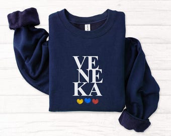 Veneka Venezuela Sweatshirt, 3 Hearts Patriotic Pullover, Hispanic Heritage Month Gift