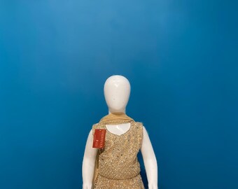 Adorable Gold Babies Lehenga with Delicate Tilla Work | Soft Net Full Sleeve Festive & Wedding Outfit for Toddlers KMO002C15