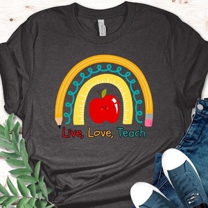 Rainbow Apple Teacher Shirt: Back to School Gift