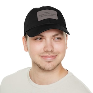 Funny Dad Hat: leren patch, casual pet van chino-keperstof
