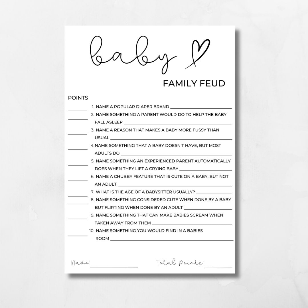 Baby Shower Family Feud - Minimalist - Instant Download - Gender Neutral -  Etsy Israel, image size:1080x1080