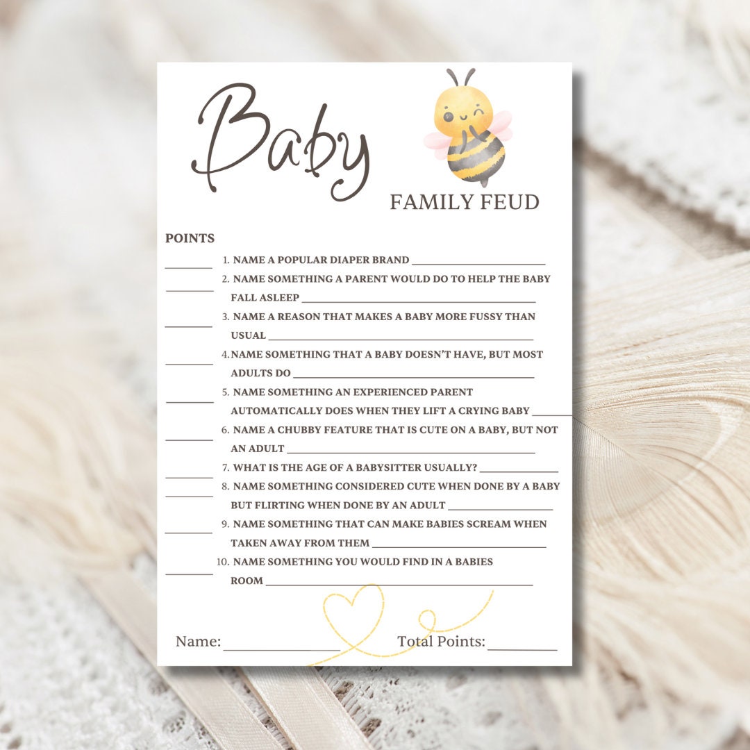 A Little Honey is on the Way Baby Shower Family Feud Game | Honey Bee Baby  Sprinkle Games | Honey Bee Baby Games | Ready to Print Download - Etsy, image size:1080x1080