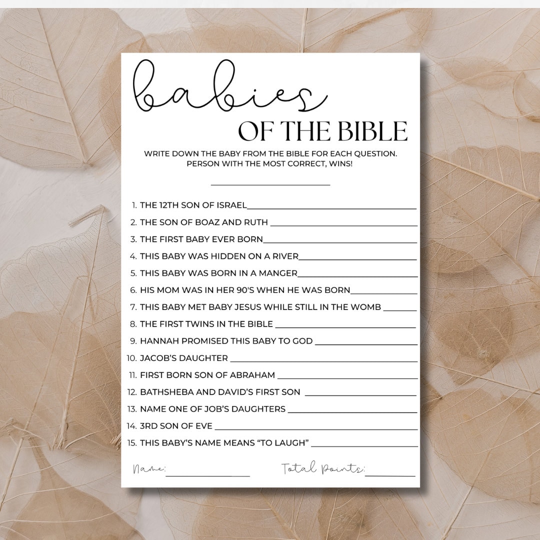Babies of the Bible - Christian Baby Shower Game - Instant Download - Etsy