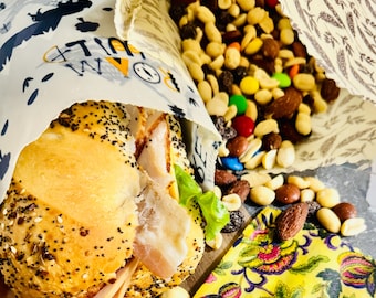 Reusable Waxed Snack Pouch | Beeswax Food Storage Bag | Bulk Shopping, Lunch & Produce Bag | Eco Friendly Reusable Food Wrap Alternative