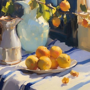 Keuken stilleven olieverfschilderij origineel olieverfschilderij stilleven fruit olieverf op canvas kunstwerk originele muur kunst Moederdag cadeaus 12 &quot;x 16&quot;
