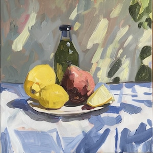Keuken stilleven olieverfschilderij origineel olieverfschilderij stilleven zomer olieverf op canvas kunstwerk originele muurkunst