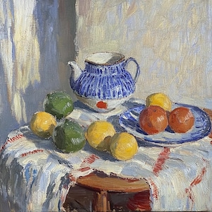 Original Oil Painting Still life summer Oil on Canvas Artwork Kitchen Still Life oil Painting   Original Wall Art Girt