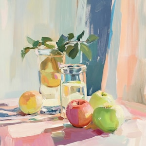 Keuken stilleven olieverfschilderij origineel olieverfschilderij stilleven zomer olieverf op canvas kunstwerk origineel muurkunst Moederdagcadeau