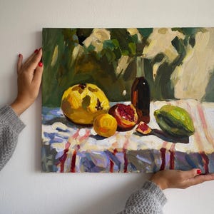 Keuken stilleven olieverfschilderij origineel olieverfschilderij stilleven zomer olieverf op canvas kunstwerk originele muurkunst