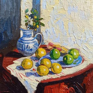 Kitchen Still Life oil Painting Original Oil Painting Still life summer Oil on Canvas Artwork  Original Wall Art painting + Frame as a Gift.
