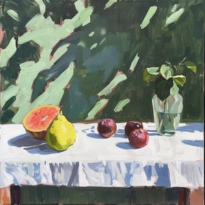 Keuken stilleven olieverfschilderij origineel olieverfschilderij stilleven fruit olieverf op canvas kunstwerk originele muur kunst cadeaus eten kunst